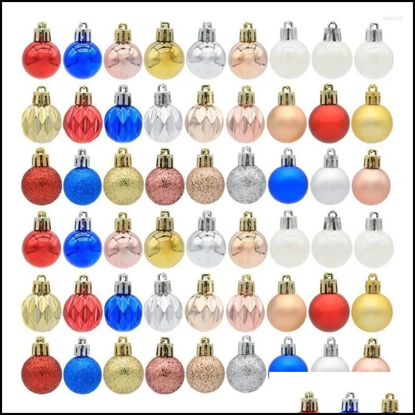 36pcs 3cm christmas tree color ball pendant assorted boxed lanyard xmas decor hanging ornament for festival