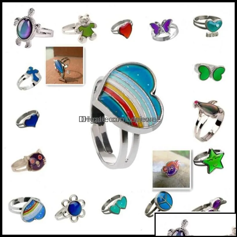 Cluster Rings Butterfly Mood Ring Color Change Adjustable Emotion Feeling Changeable Temperature Jewelry For Kids Birthday W Vipjewel