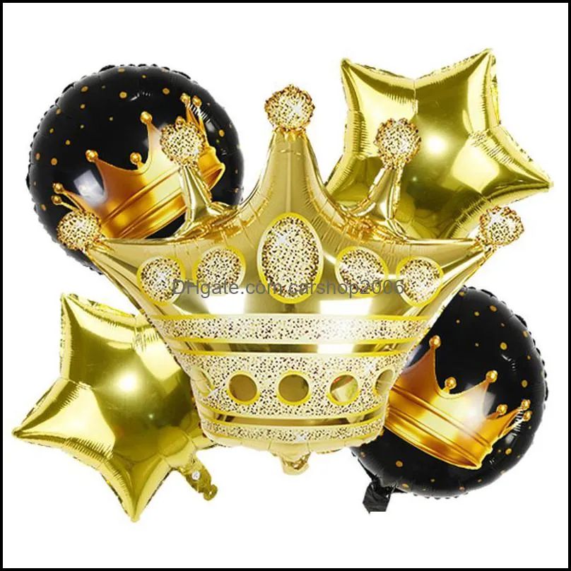 32inch Gold Foil Number Balloon Digit Air Ballon Baby Shower Kids Birthday Festival Wedding Anniversary Crown Decor