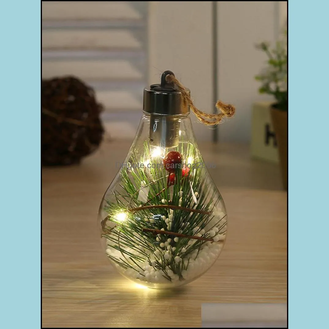 LED Transparent Ball Christmas Ornaments Creative Simulation Light Bulb Tree Pendant Plastic