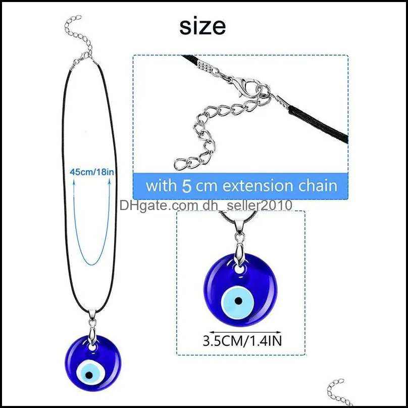 Evil Blue Eye Pendant Necklace for Women Black Wax Cord Chain Necklaces Men Choker Jewelry Lucky Amulet Female Party Gift C3