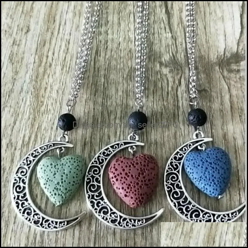 Heart Aroma Essential Oil Diffuser Aromatherapy Jewelry Minimalist Rock Moon 12 Colors Gdoqf Pendant Necklaces 1Vark 699 T2