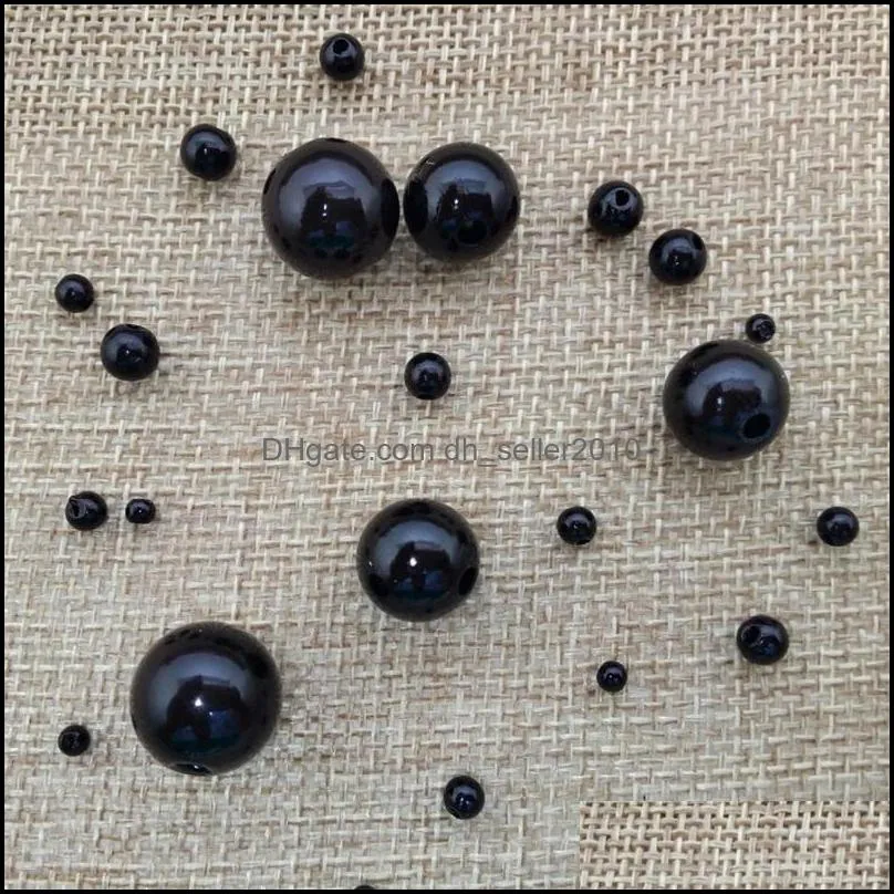 3-20mm ABS Black Color Imitation Pearl Beads Round Acrylic Beads For Jewelry Making Necklace Bracelet DIY Wholesale 2064 Q2