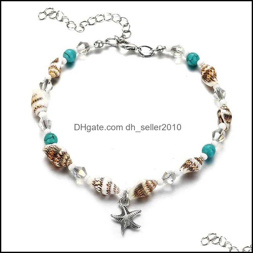 new bohemian jewelry fashion summer style vintage silver starfish charm anklet bracelet for women foot jewelry sandal anklets 82 e3