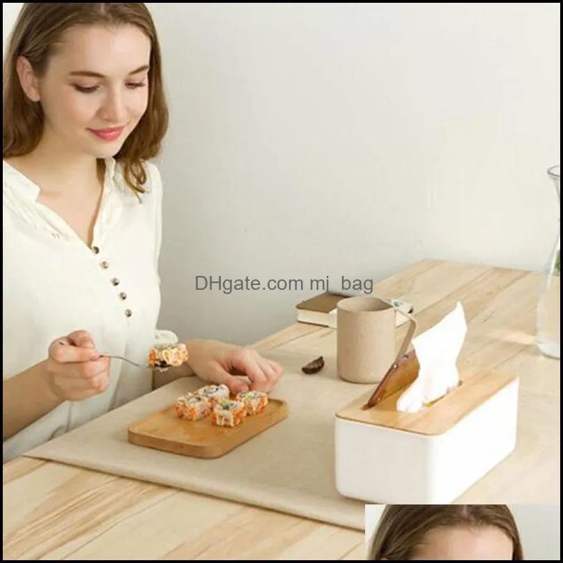 Box Wooden Home With Removable Lid Eco-friendly Wood Napkin Holder Case Car Paper Dispenser