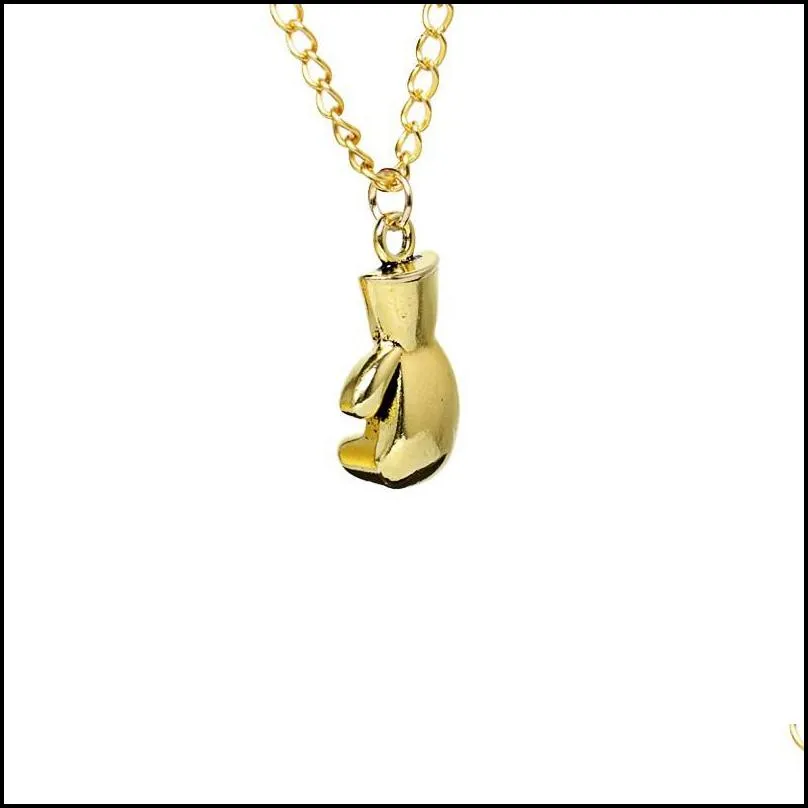 fashion sport jewelry mini boxing glove necklace alloy gold silver color cute cool pendant mens necklaces choker punk biker jewellry