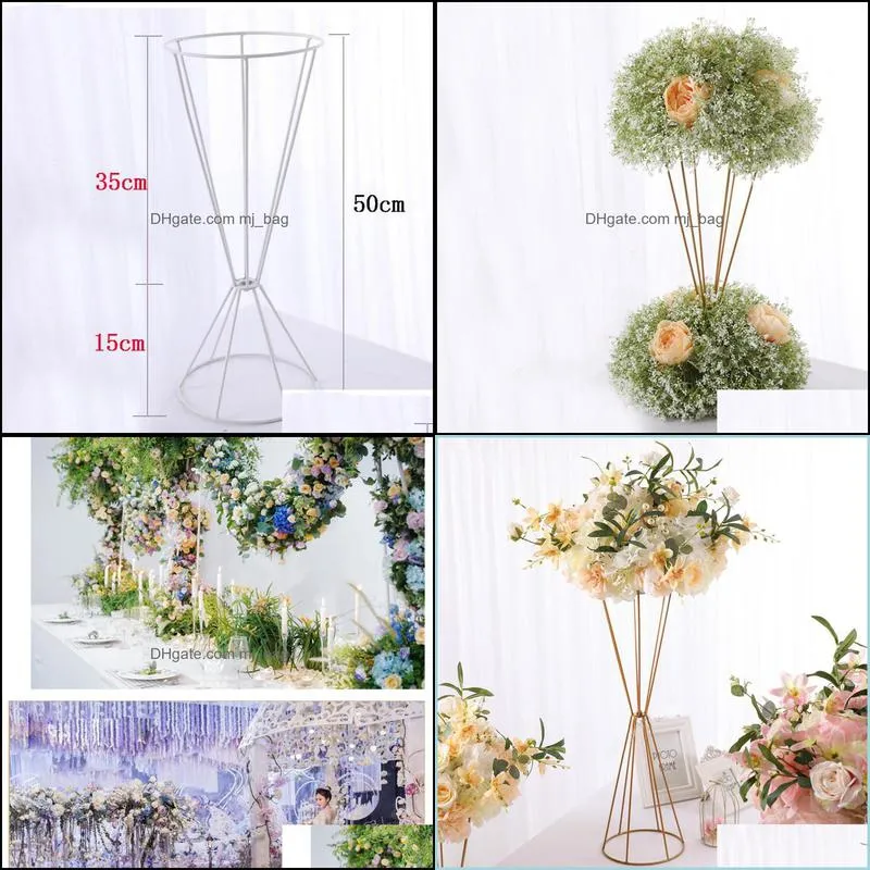2pcs Wedding Road Lead Flower Stand Metal Candlestick Centerpiece Event For Table T- Decor