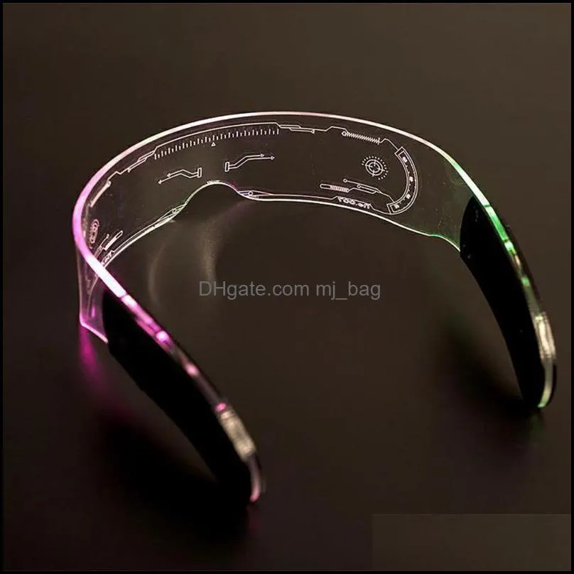 Cool LED Light Up Eyeglasses Futuristic Visor Glasses 7 Colors Battery Operated Fashion Eyeglass For Festival