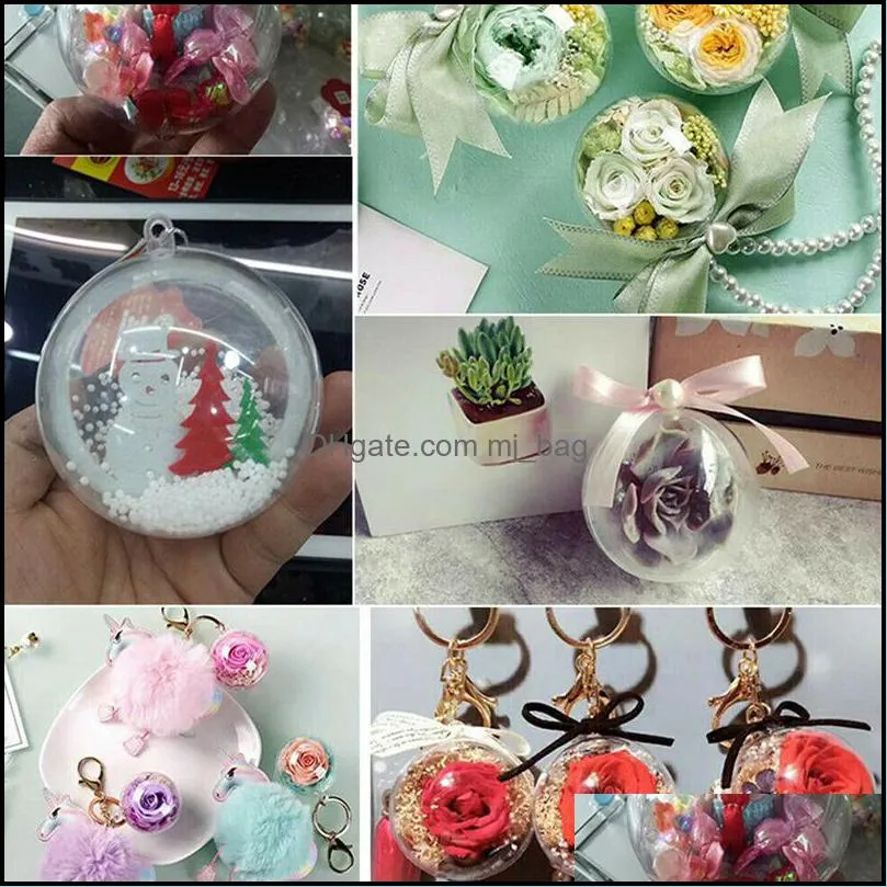 Novel 5 Pcs Clear Plastic Christmas Balls Baubles Sphere Fillable Xmas Tree Ornament Transparent