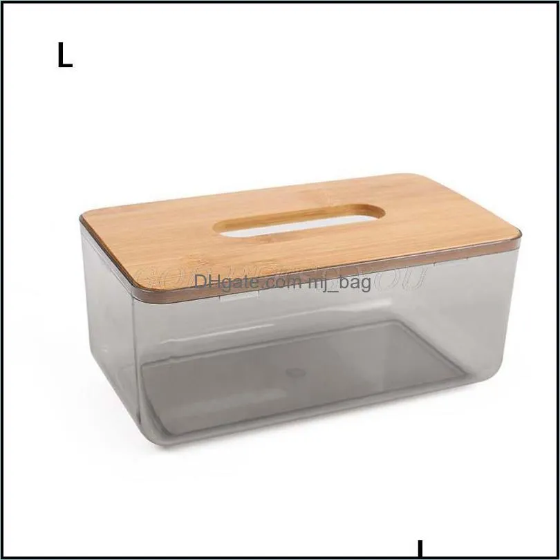 Bamboo Wooden Cover Plastic Box Paper Holder Dispenser Storage Case Home