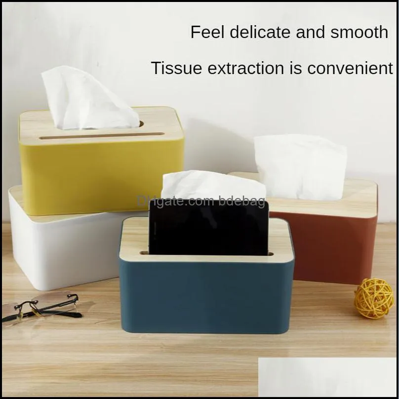 simple stylish box wooden cover toilet paper wood napkin holder case home car living roomtissue dispenser