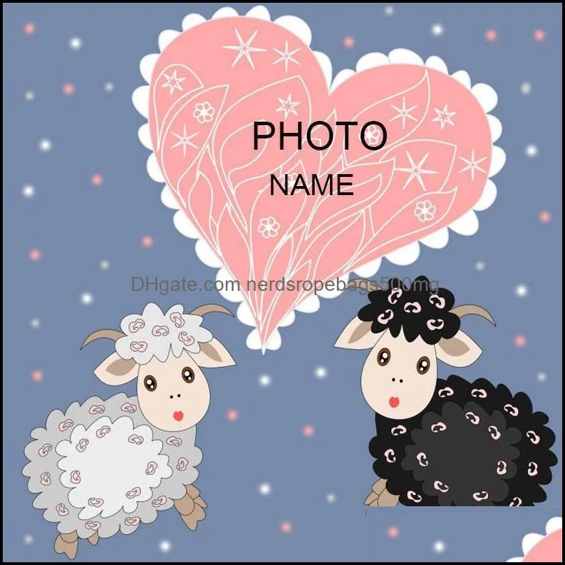 little sheep lover valentine`s day backdrops curtain background poster template name po printing pocall prop