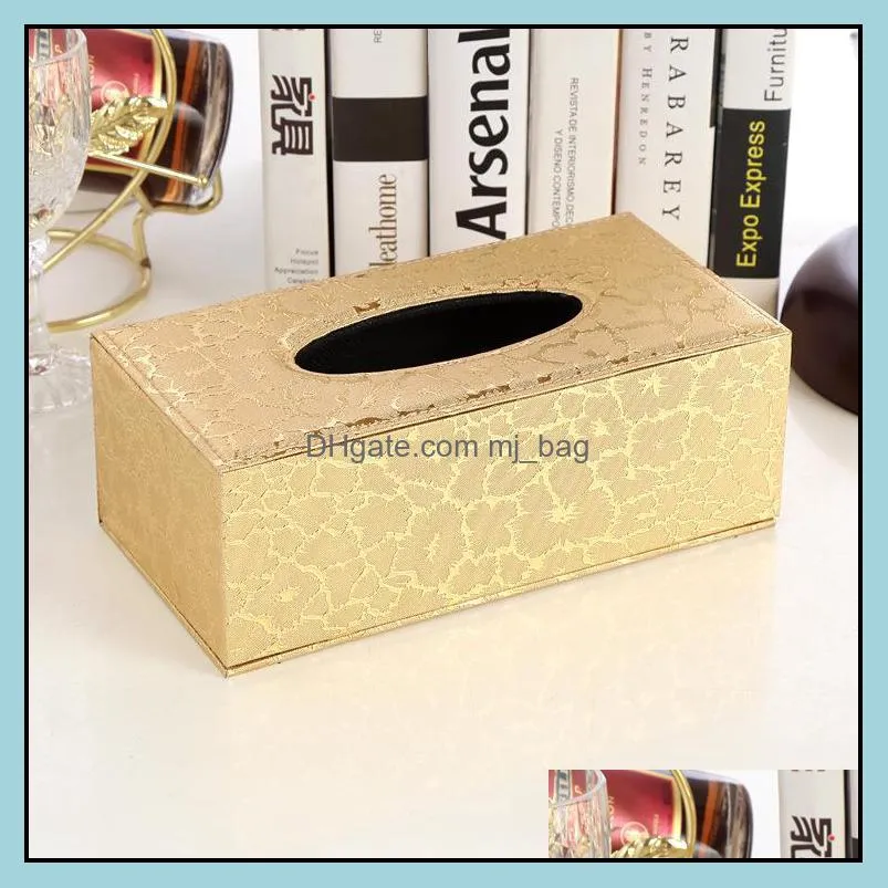 Car Box Wooden Storage And Bins Paper Towel Rattan Wood Fabric Holder For Home Office Decorative Wipe Gold