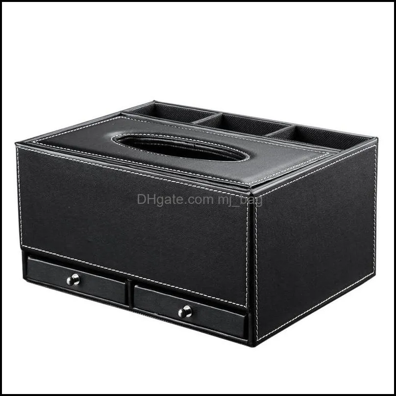 Desk Box Cover Remote Control Holder PU Home Office