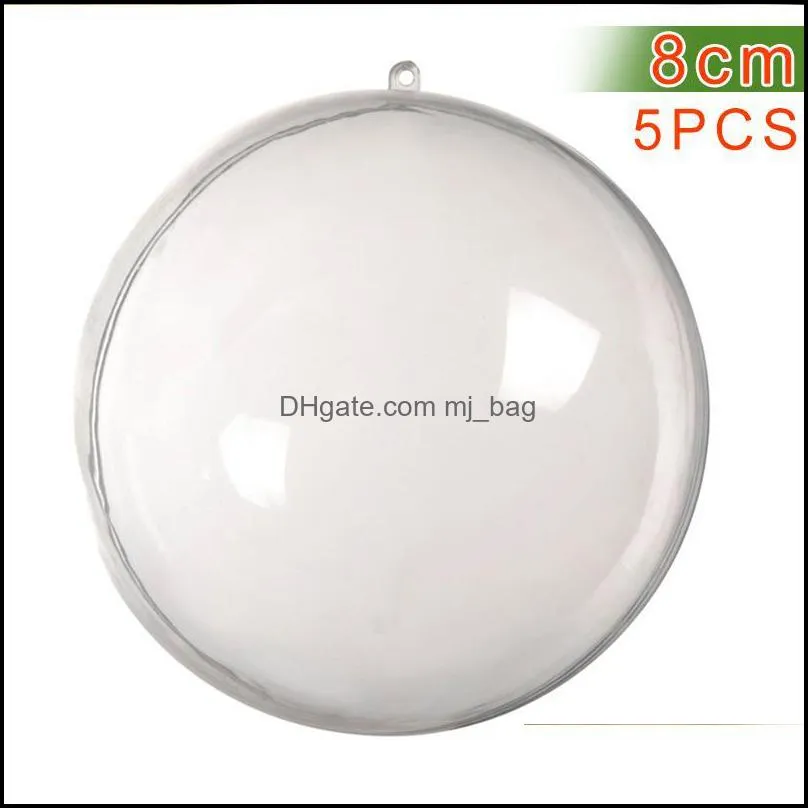 Novel 5 Pcs Clear Plastic Christmas Balls Baubles Sphere Fillable Xmas Tree Ornament Transparent