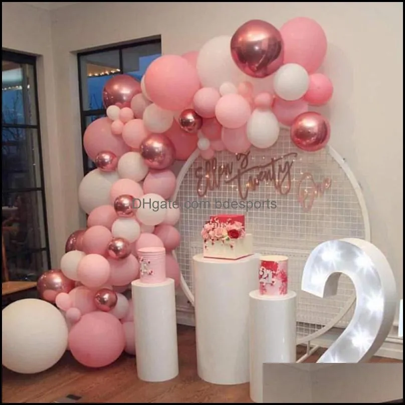 109pcs/set pink white balloon garland arch kit for baby shower girl birthday wedding bridal bachelorette