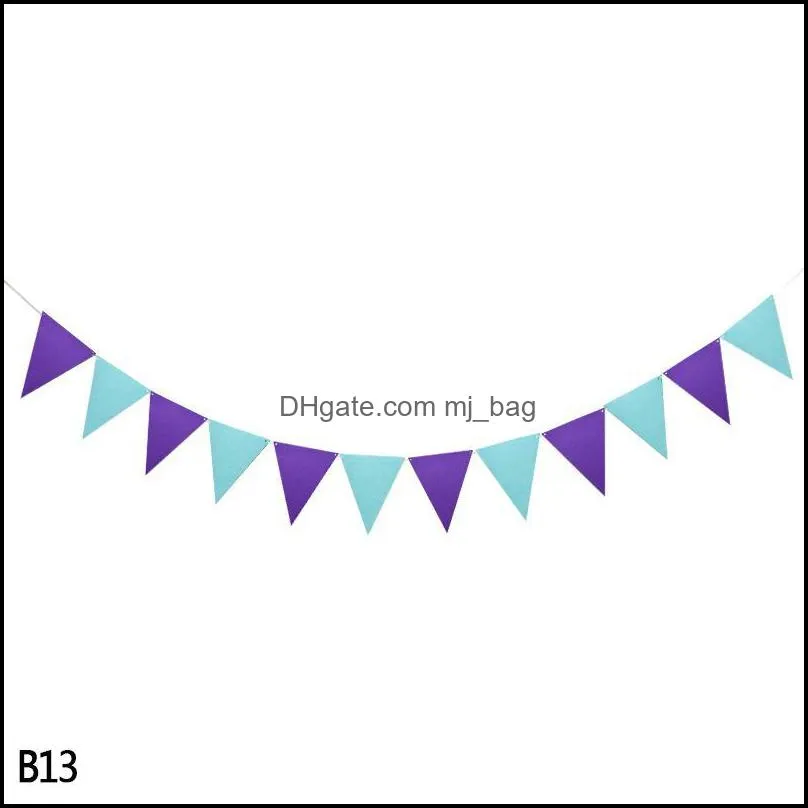 12Flags Colorful Fabric Garlands Christmas Felt Bunting Pendant Flag For Wedding Birthday Home Hanging Garland