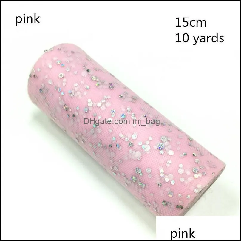 10Yards 15CM Glitter Sequin Tulle Roll Wedding Gold Laser Organza Silver Christmas Baby Shower Decorations