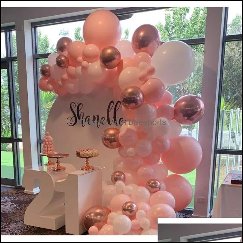 109pcs/set pink white balloon garland arch kit for baby shower girl birthday wedding bridal bachelorette