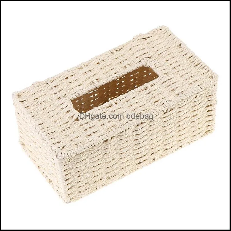 rattan box vintage napkin holder case clutter storage container