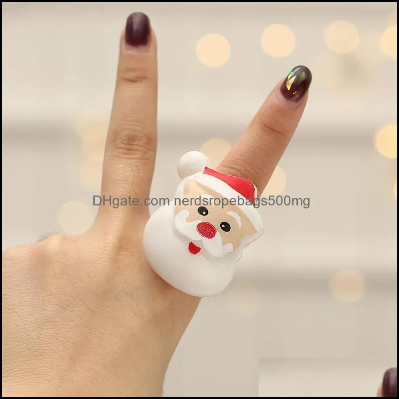 christmas ring glowing gift finger light santa claus snowflake tree snowman toy for kids