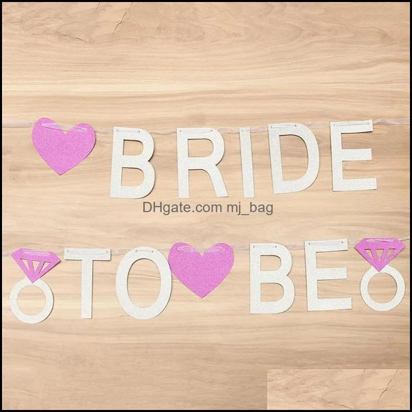 Bride To Be Hen Do Glitter Bunting Banner Garland Wedding Bridal Decor