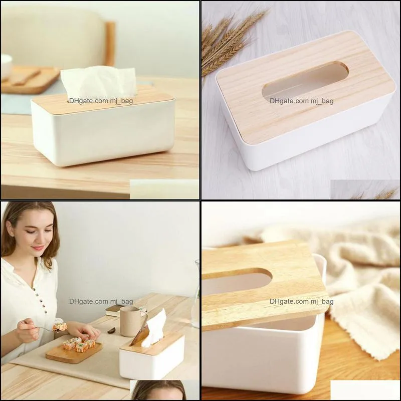 Box Wooden Home With Removable Lid Eco-friendly Wood Napkin Holder Case Car Paper Dispenser