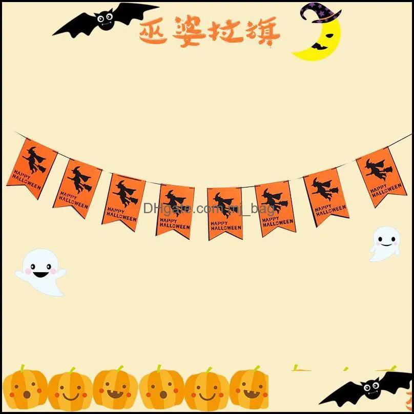 Halloween KTV Bar Decorated With Decorative Non-woven Flower Letter Square Flag Castle Color DIY Hanging