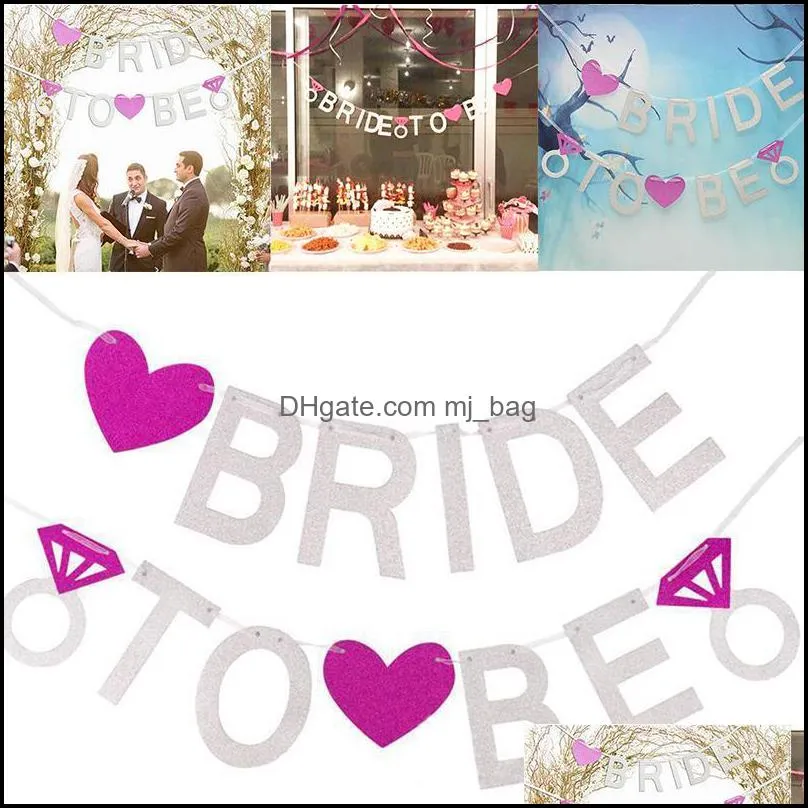 Bride To Be Hen Do Glitter Bunting Banner Garland Wedding Bridal Decor