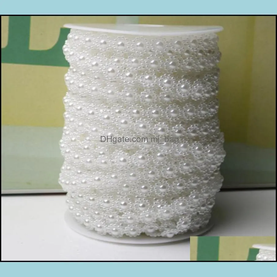 1Spool 25Meter Ivory/ White Sunflower ABS Pearl Garland Chain Trim For Wedding Centerpiece