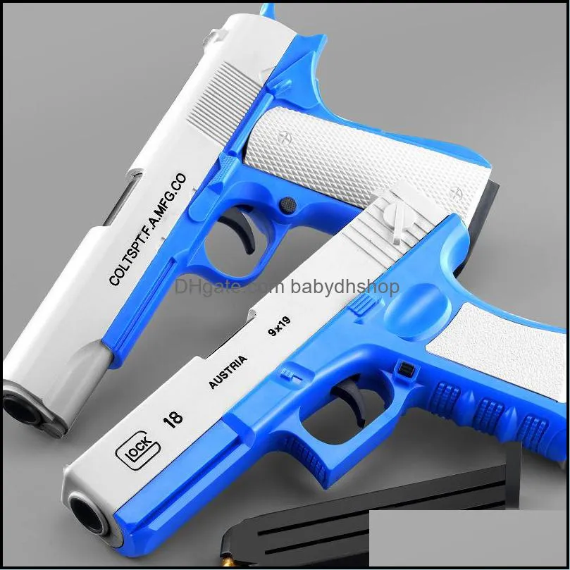 Kids Toy Model Gun with Jump Ejecting Outdoor Sports Mag Soft Bullets for Boys Girls Pull Back Action Pistol Foam Blaster Play Education for