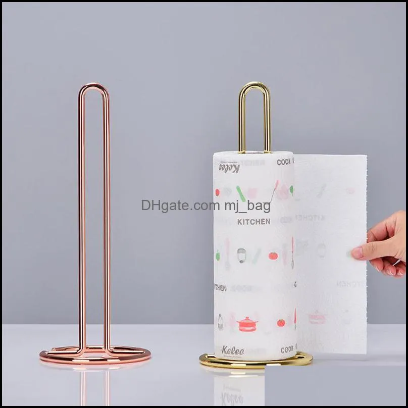 Stainless Steel Roll Paper Towel Holder Bathroom Stand Gold Table Vertical Rack Home Kitchen Storage