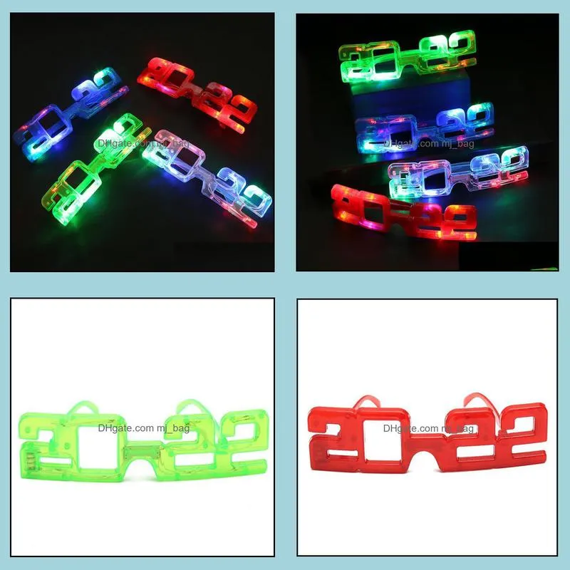 LED Glowing Light Glasses 2022 Eight Lights Year Christmas Selfie Props Bar Club Accessories SN1832