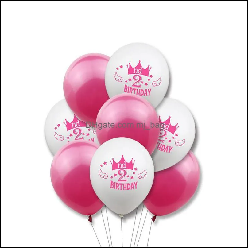 2nd Happy Birthday Balloons Boy Girl 2 Years Old Two Year Latex Baloon Number Ballon Baby Shower