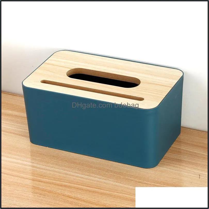 simple stylish box wooden cover toilet paper wood napkin holder case home car living roomtissue dispenser