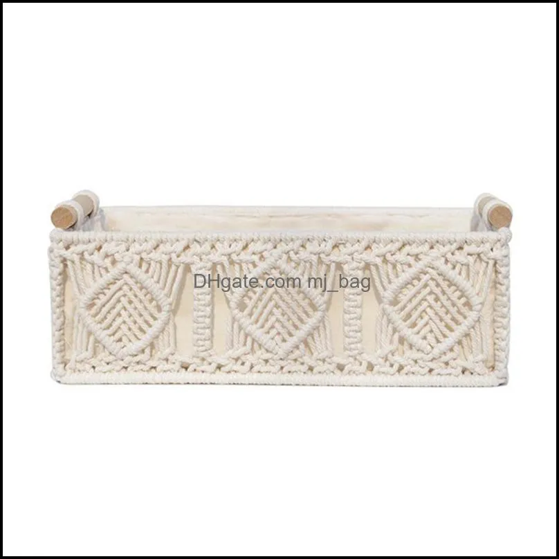 Woven Cotton Rope Storage Basket Multifunctional Box Vintage Decoration For Kitchen Living Room Bathroom