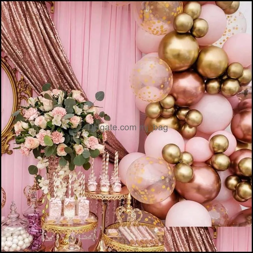 148pcs Chrome Metallic Gold Rose Pink Balloons Garland Ballon Girl Baby Shower Birthday Decor Wedding Bridal Globos