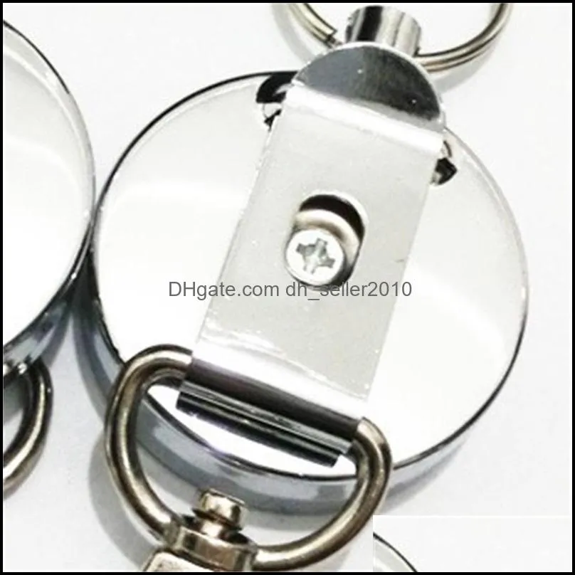 new retractable pull key ring id badge lanyard name tag card holder recoil reel belt clip metal housing metal covers c3