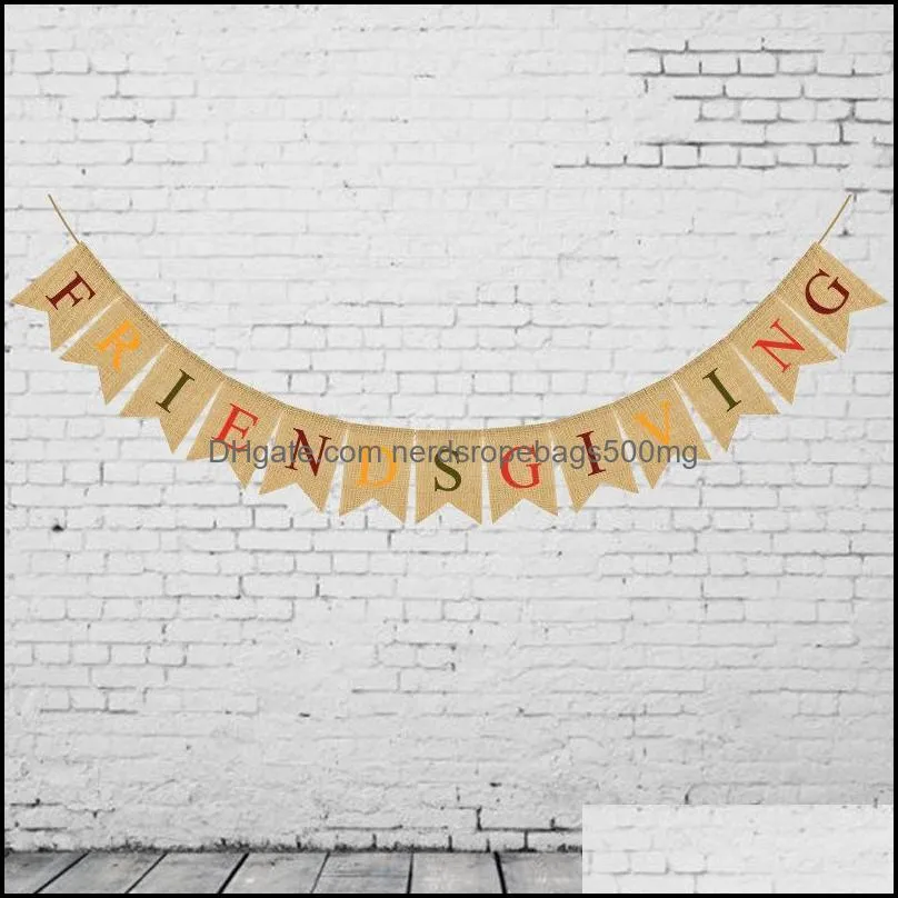 friends giving hanging pull flower linen banner diy event jute burlap swallowtail flags craft supplies confetti