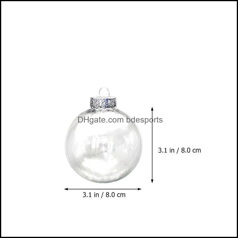 20pcs 8cm hollow hanging ball christmas transparent eternal flower round diy xmas balls ornament