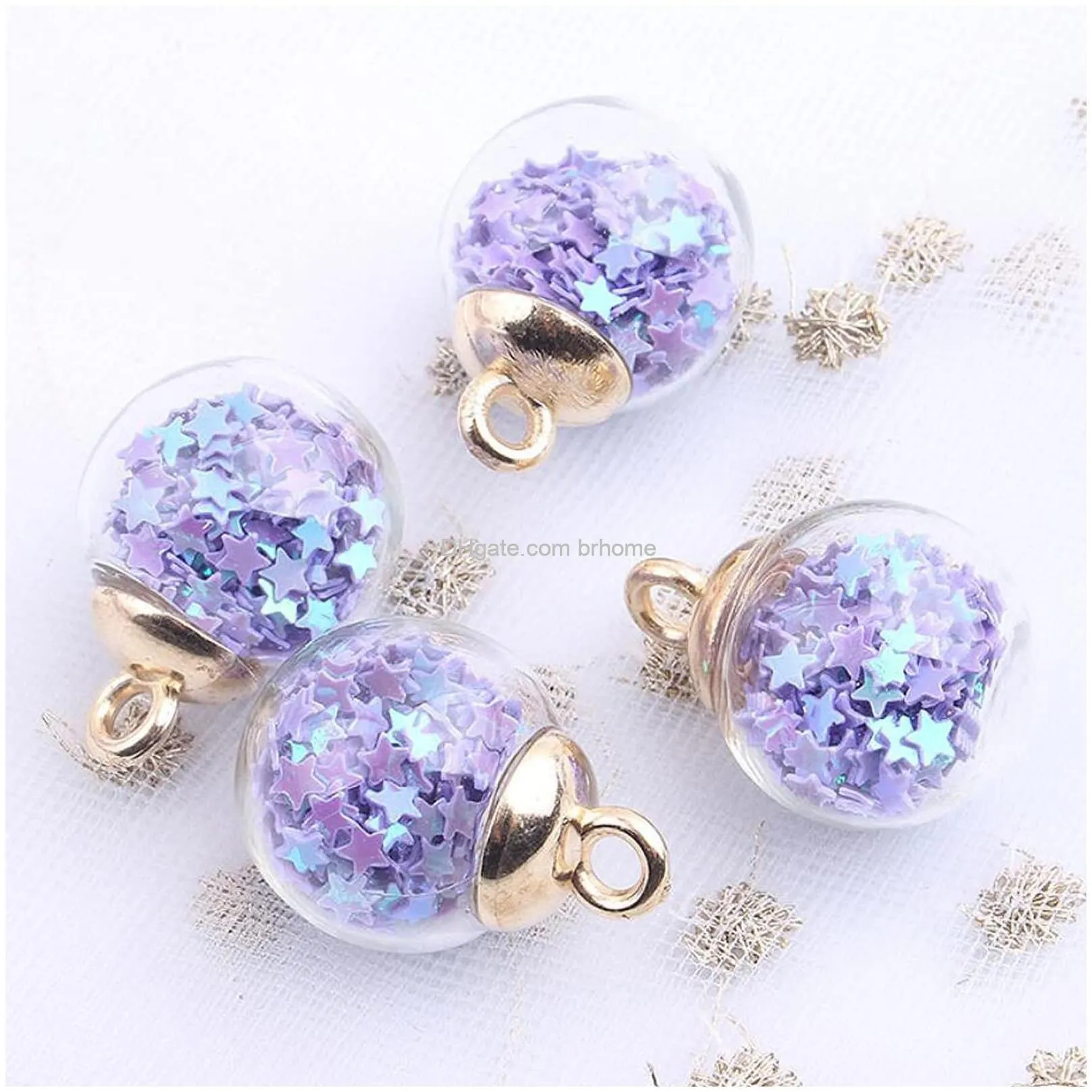 16mm glass ball charms colorful ball charm pendant with tiny stars for diy necklace bracelet earring jewelry making 16 color