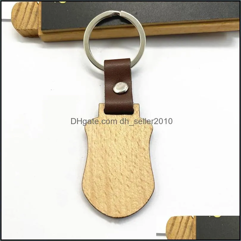 10 styles beech keychain personalized wooden leather keychains bag decoration diy key chain thanksgiving gift c3
