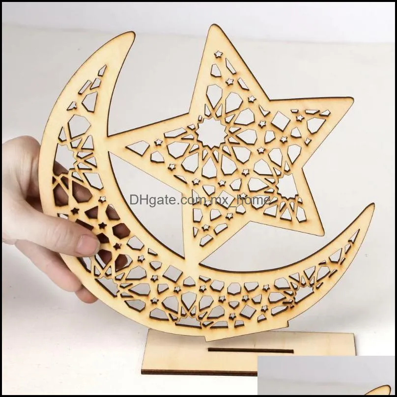 eid mubarak table decor wood diy crafts wooden moon star mosque ornaments al-fitr ramadan supplies for home