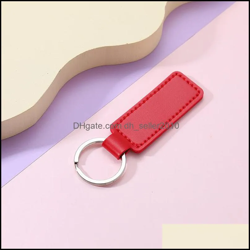 creative pu leather keychain metal keyring car keychains pendant personalise gift key chain 10 colors free dhl c3