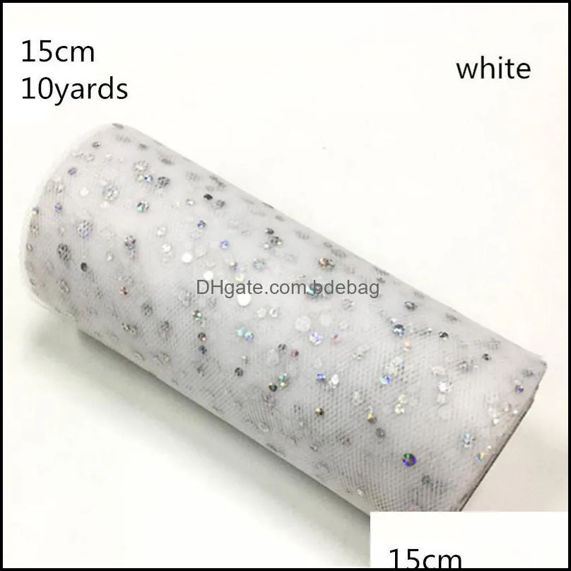 9m 15cm tulle roll spool tutu wedding organza laser glitter sequins baby shower table runners crafts supplies