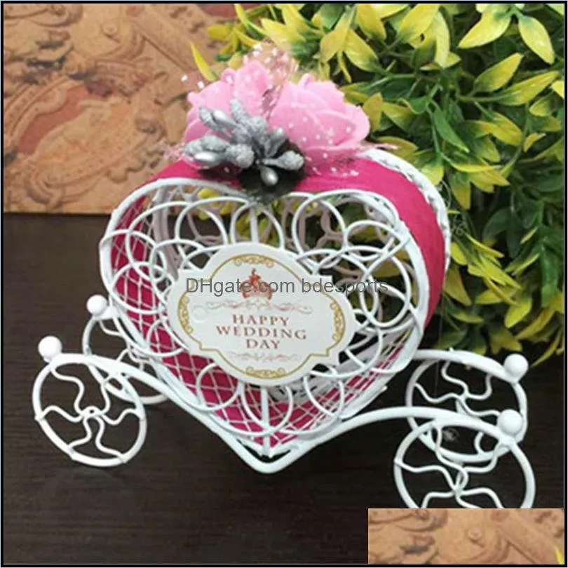 wedding 1pc romantic european creative iron heart shape pumpkin carriage candy box favor and gifts supplies