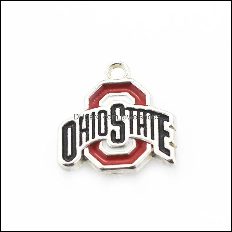 us ncaa football university team ohio state buckeyes dangle charm diy necklace earrings bracelet bangles buttons sports jewelry