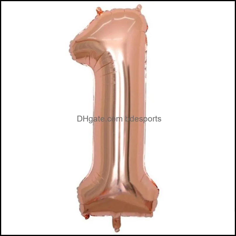 1pc rose gold silver aluminium foil number balloons 0-9 birthday wedding engagement decor kids ball supplies jpdqq34