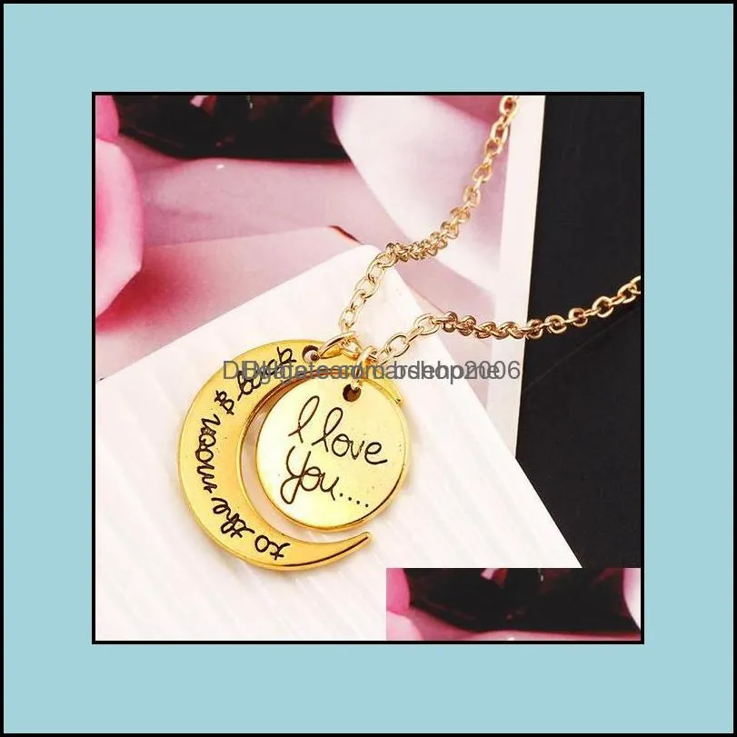 Pendant Necklaces Gold Chain Necklace Heart Korean Jewelry I Love You To The Moon And Back Sier Women Men Choker Drop Deli Carshop2006