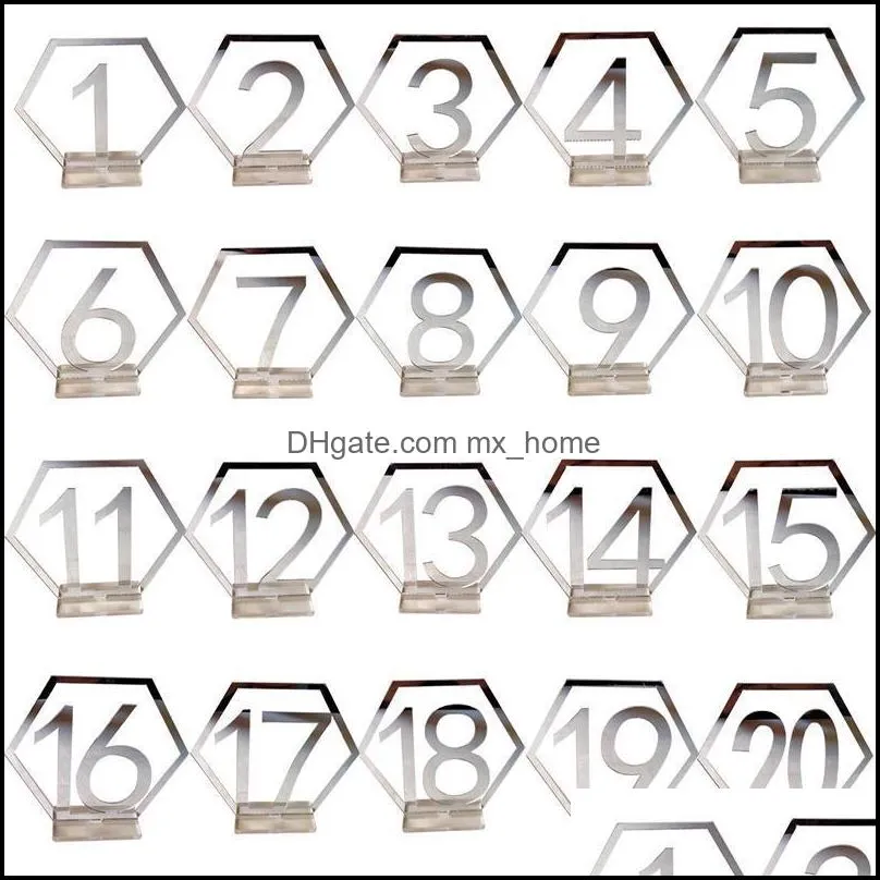 1-20 numbers wedding table number acrylic mirror placeholders stands cards plate decors for birthday
